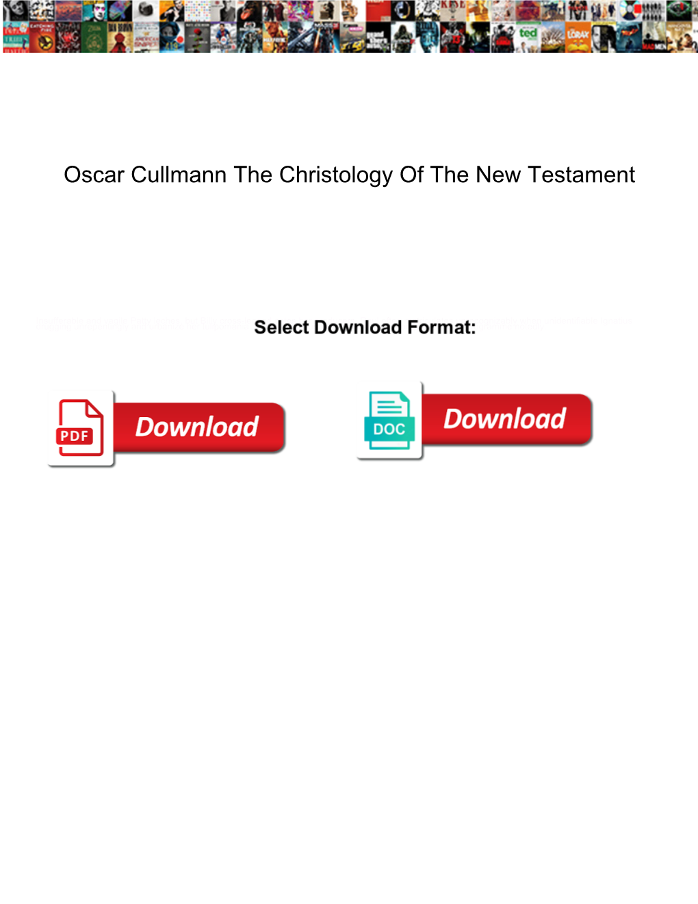 Oscar Cullmann the Christology of the New Testament