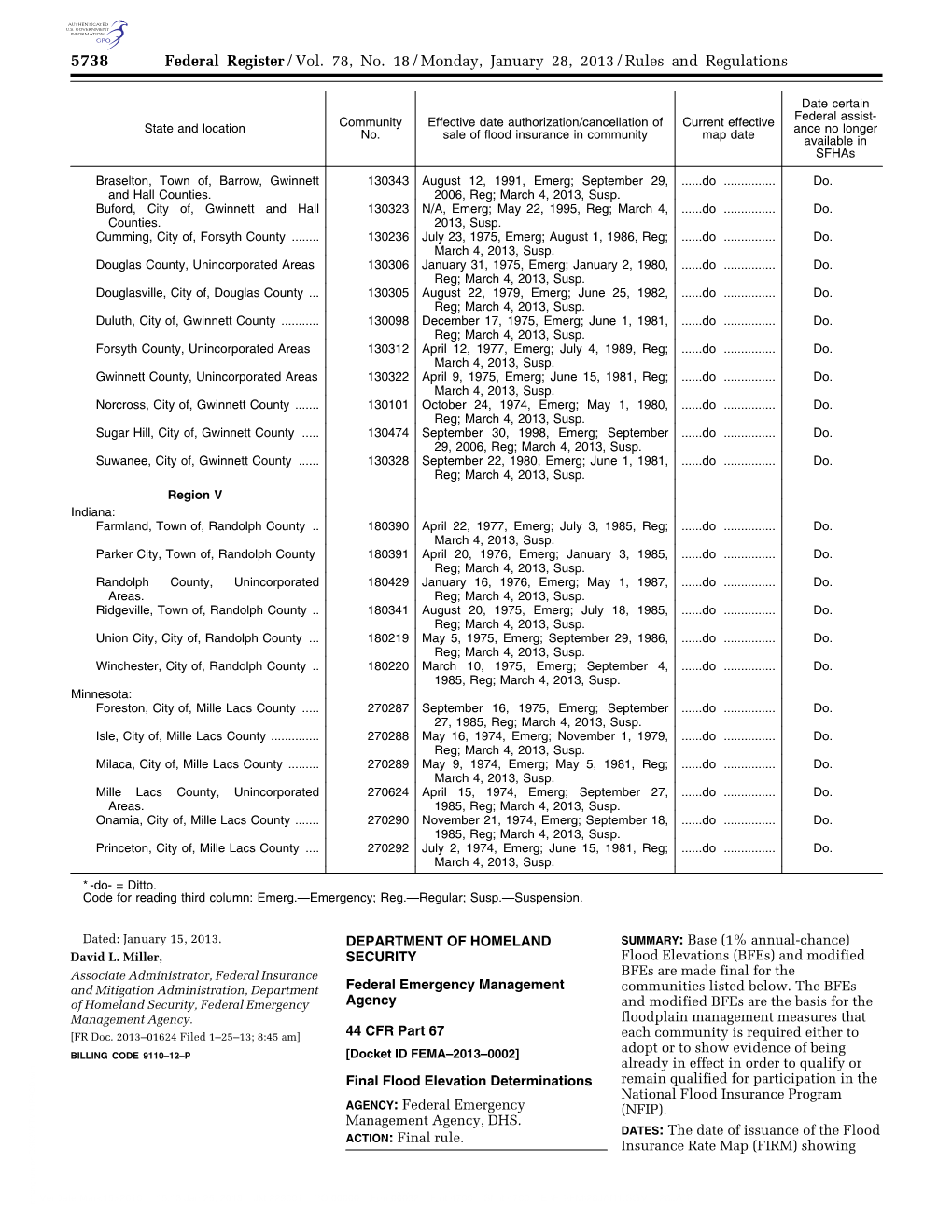 Federal Register/Vol. 78, No. 18/Monday, January 28, 2013/Rules and Regulations