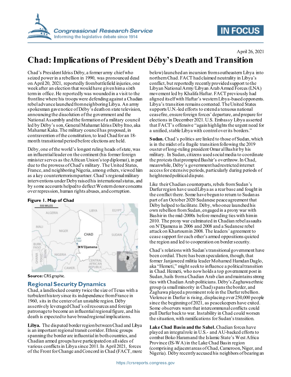 Chad: Implications of President Déby’S Death and Transition