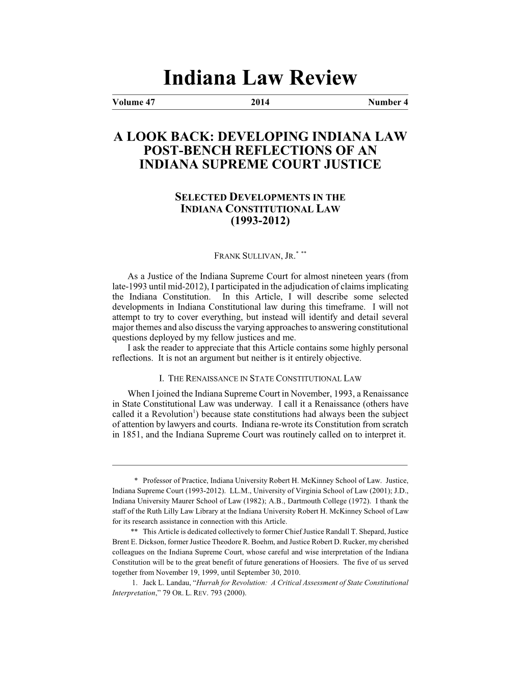 Indiana Law Review Volume 47 2014 Number 4