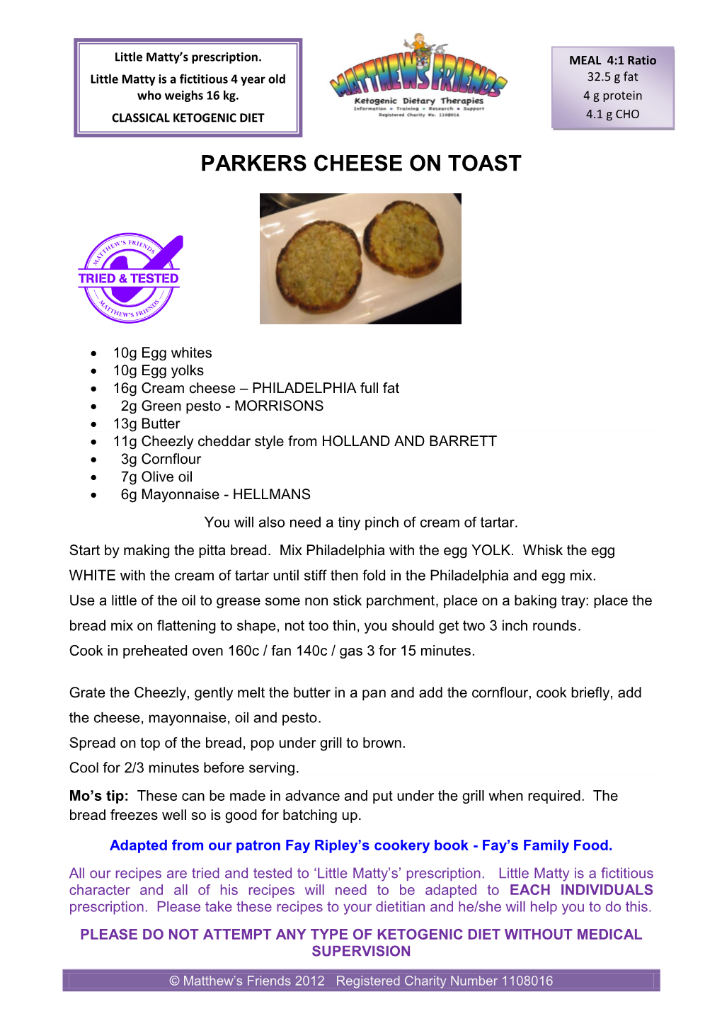 Parkers Cheese on Toast