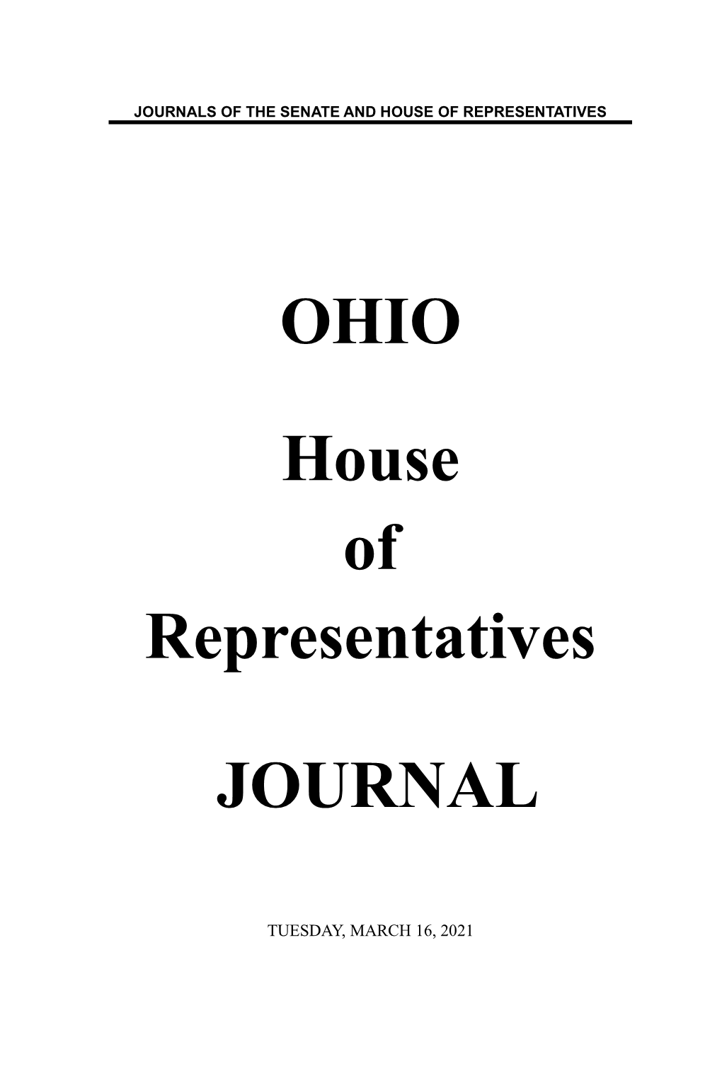 March 16, 2021 352 House Journal, Tuesday, March 16, 2021