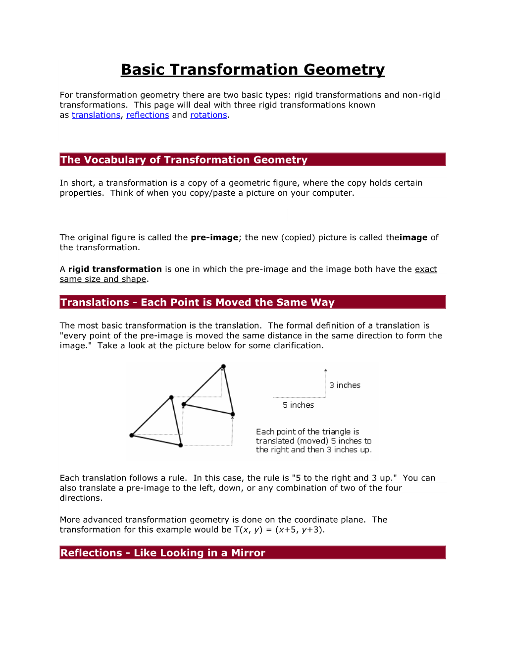 Basic Transformation Geometry