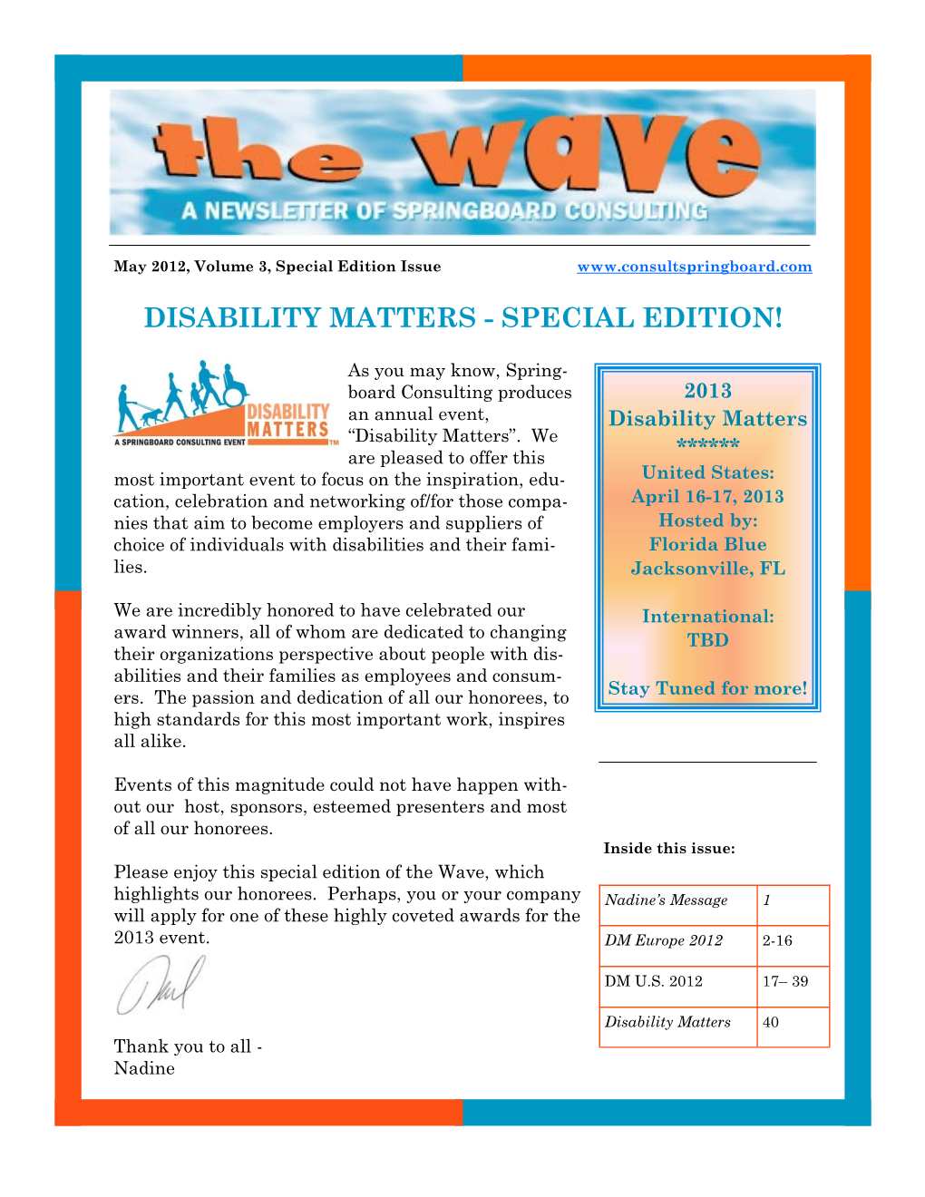 Disability Matters - Special Edition!