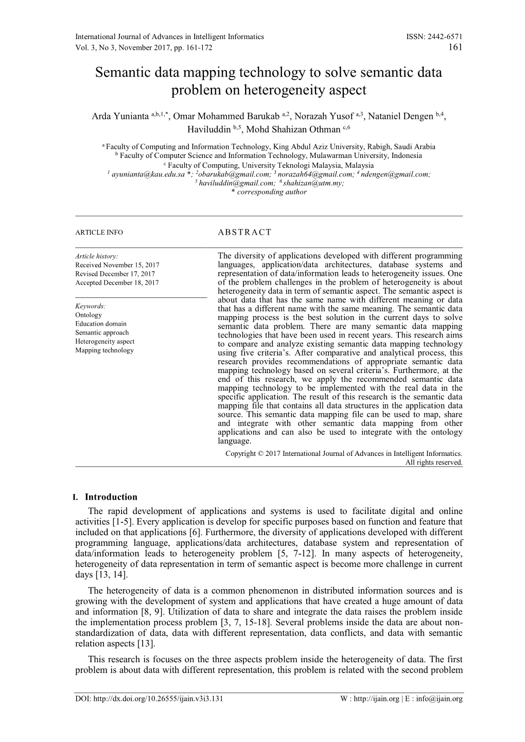 Semantic Data Mapping Technology to Solve Semantic Data Problem on Heterogeneity Aspect