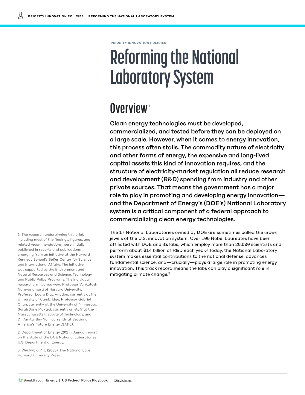 National Laboratory Reform