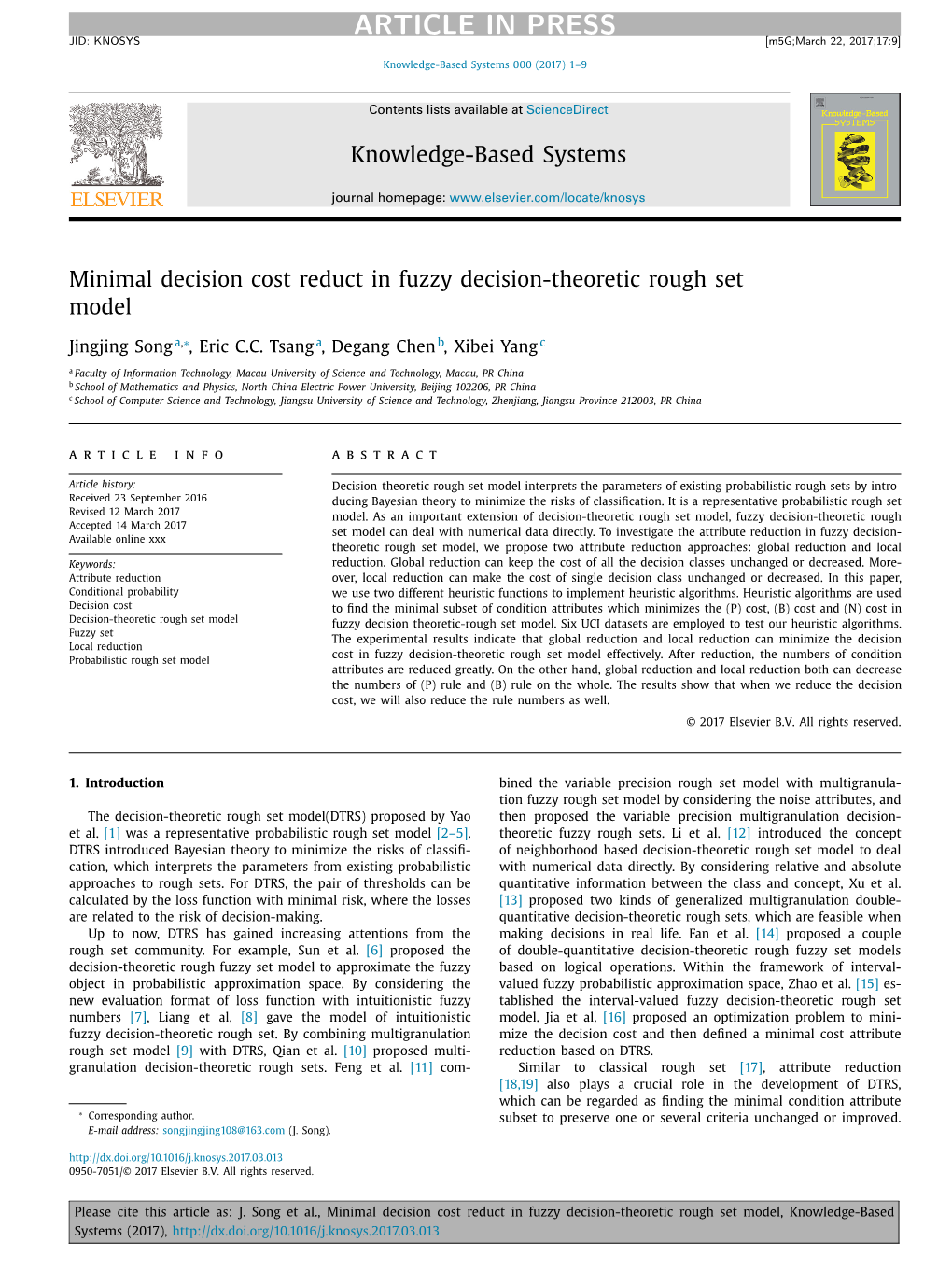 Minimal Decision Cost Reduct in Fuzzy Decision-Theoretic Rough Set Model