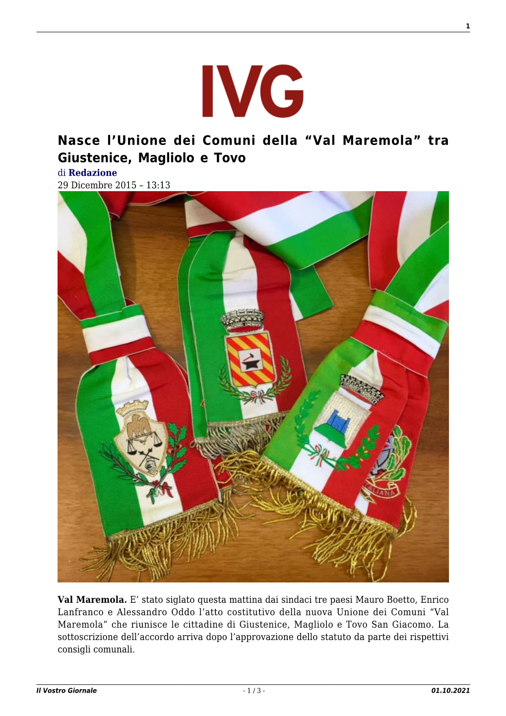 Il Vostro Giornale - 1 / 3 - 01.10.2021 2