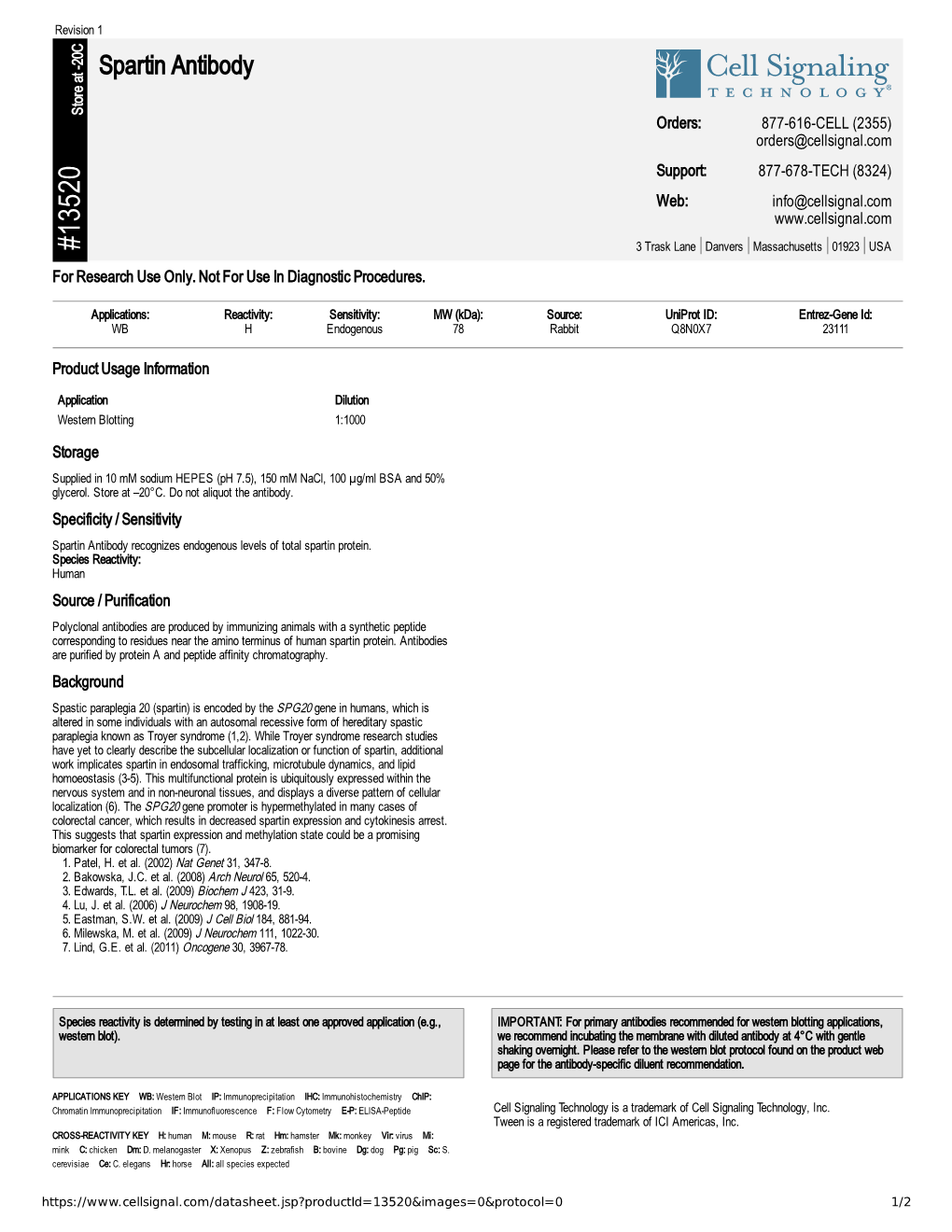 13520 Spartin Antibody