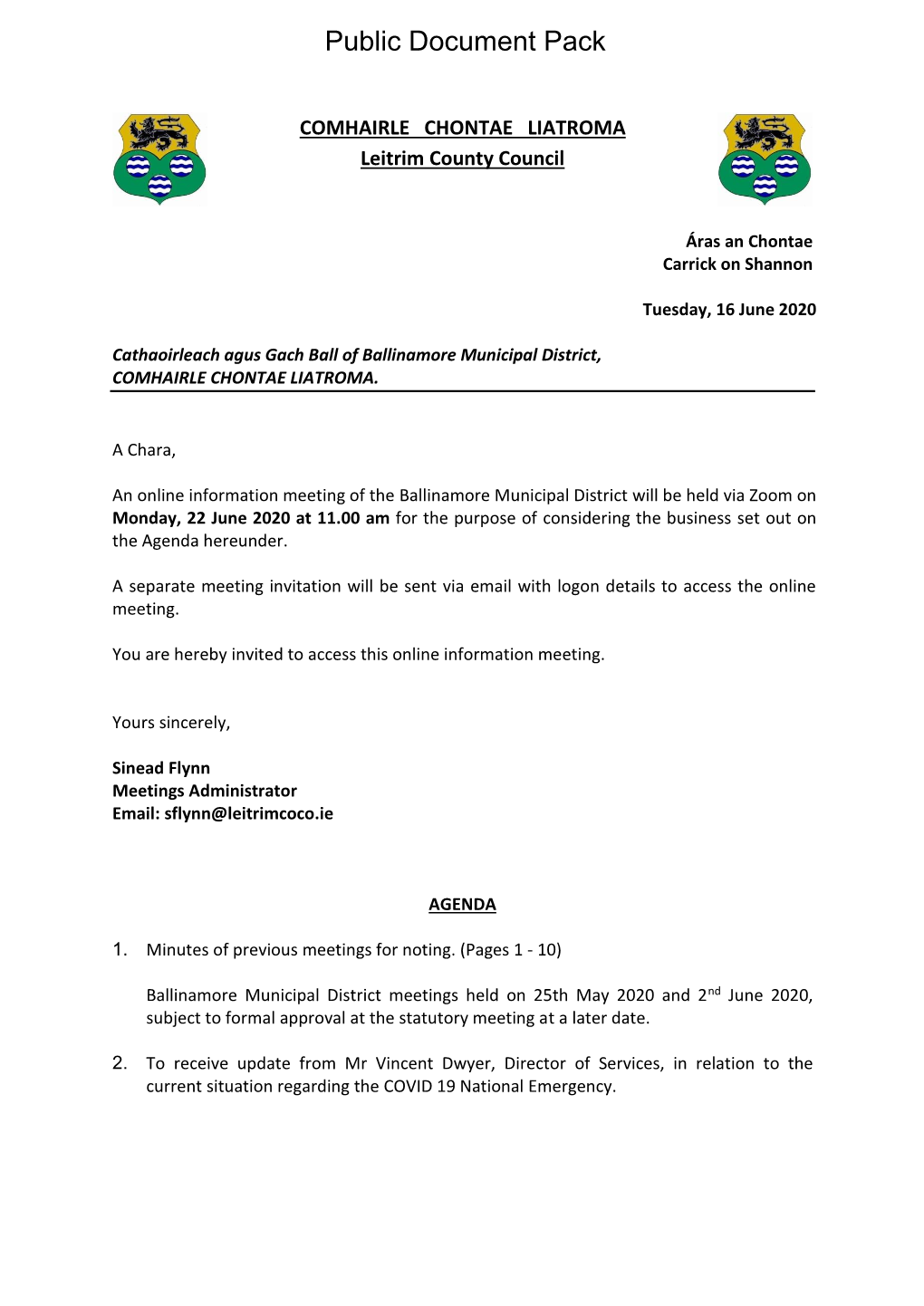 (Public Pack)Agenda Document for Ballinamore Municipal District, 22