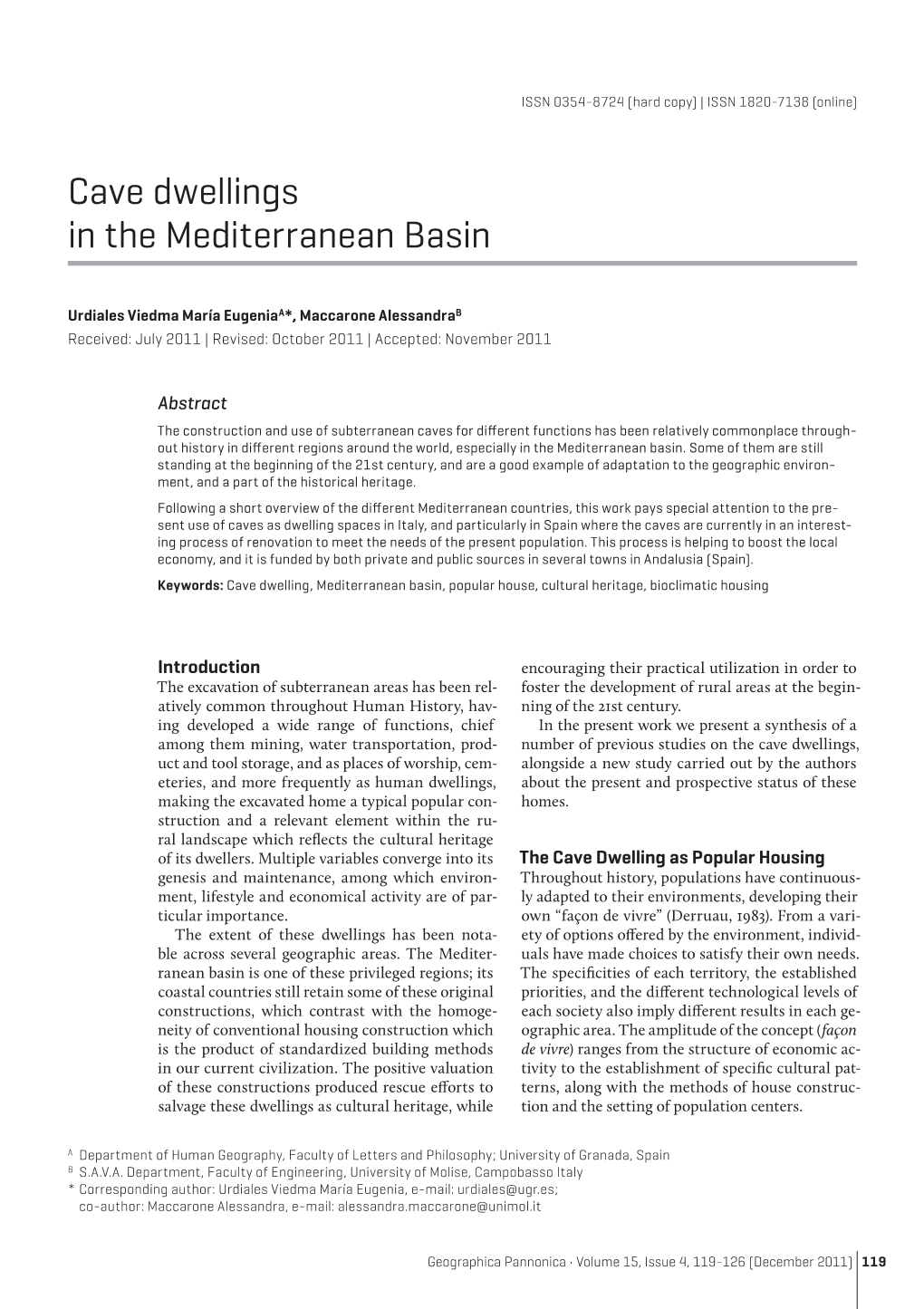 Cave Dwellings in the Mediterranean Basin