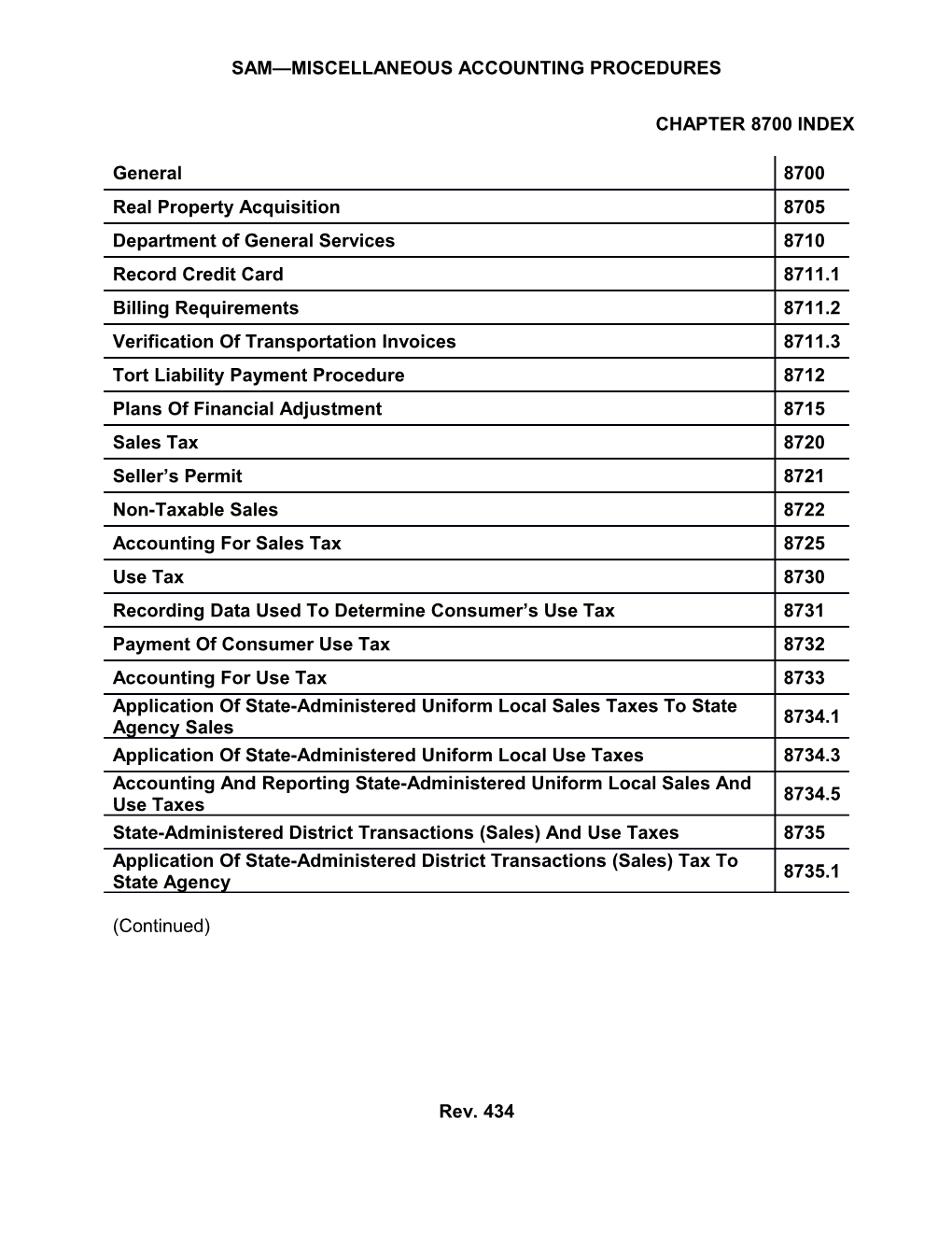 Sam Miscellaneous Accounting Procedures