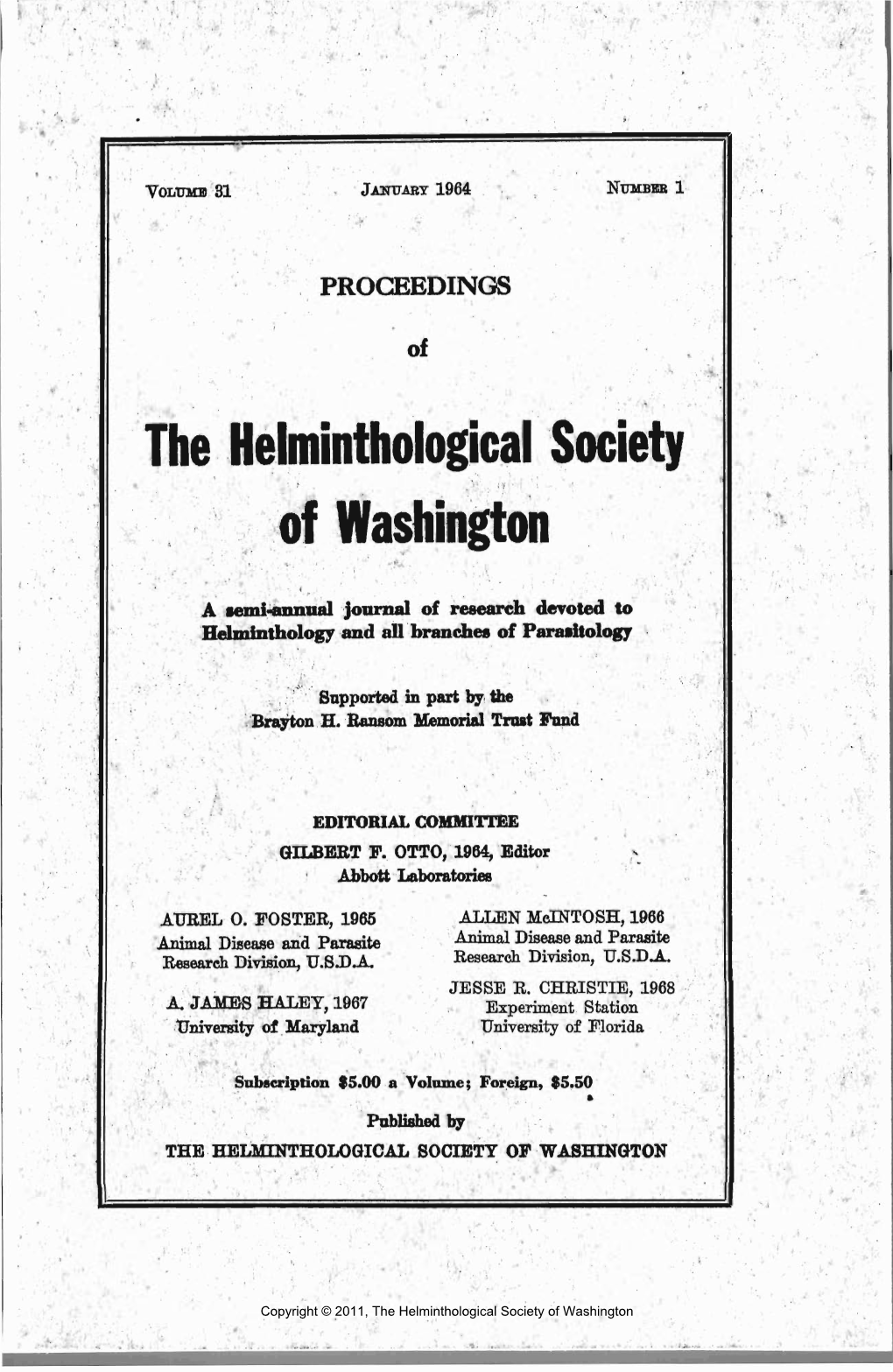 The Helminthological Society of Washington