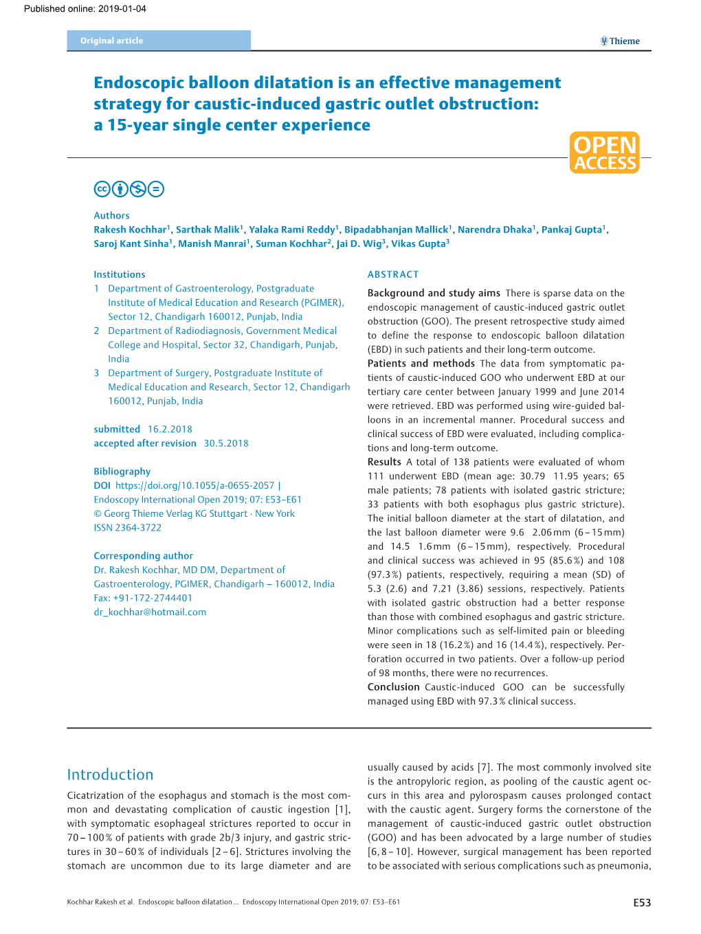 Endoscopic Balloon Dilatation Is an Effective Management Strategy for Caustic-Induced Gastric Outlet Obstruction: a 15-Year Single Center Experience