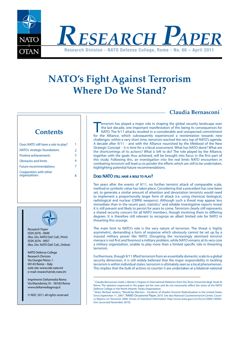 NATO's Fight Against Terrorism