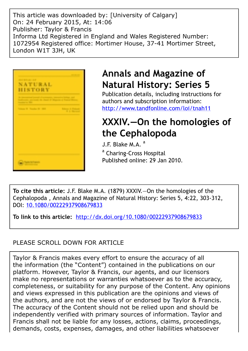 Series 5 XXXIV.—On the Homologies of the Cephalopoda