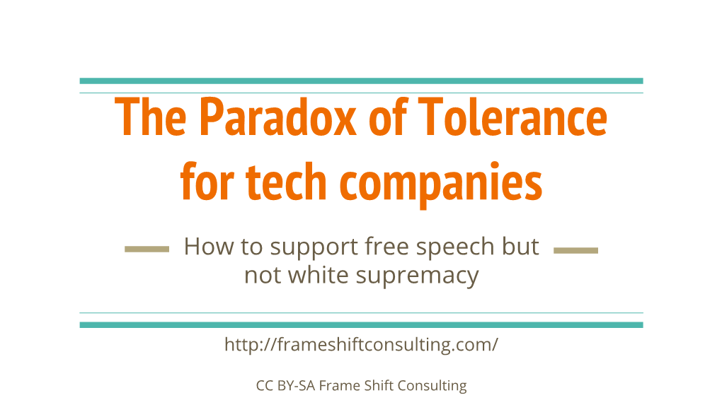 The Paradox of Tolerance for Tech Companies How to Support Free Speech but Not White Supremacy