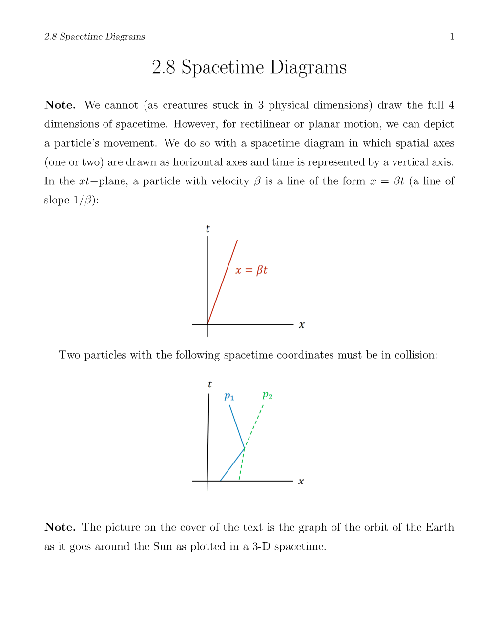 2.8 Spacetime Diagrams 1 2.8 Spacetime Diagrams