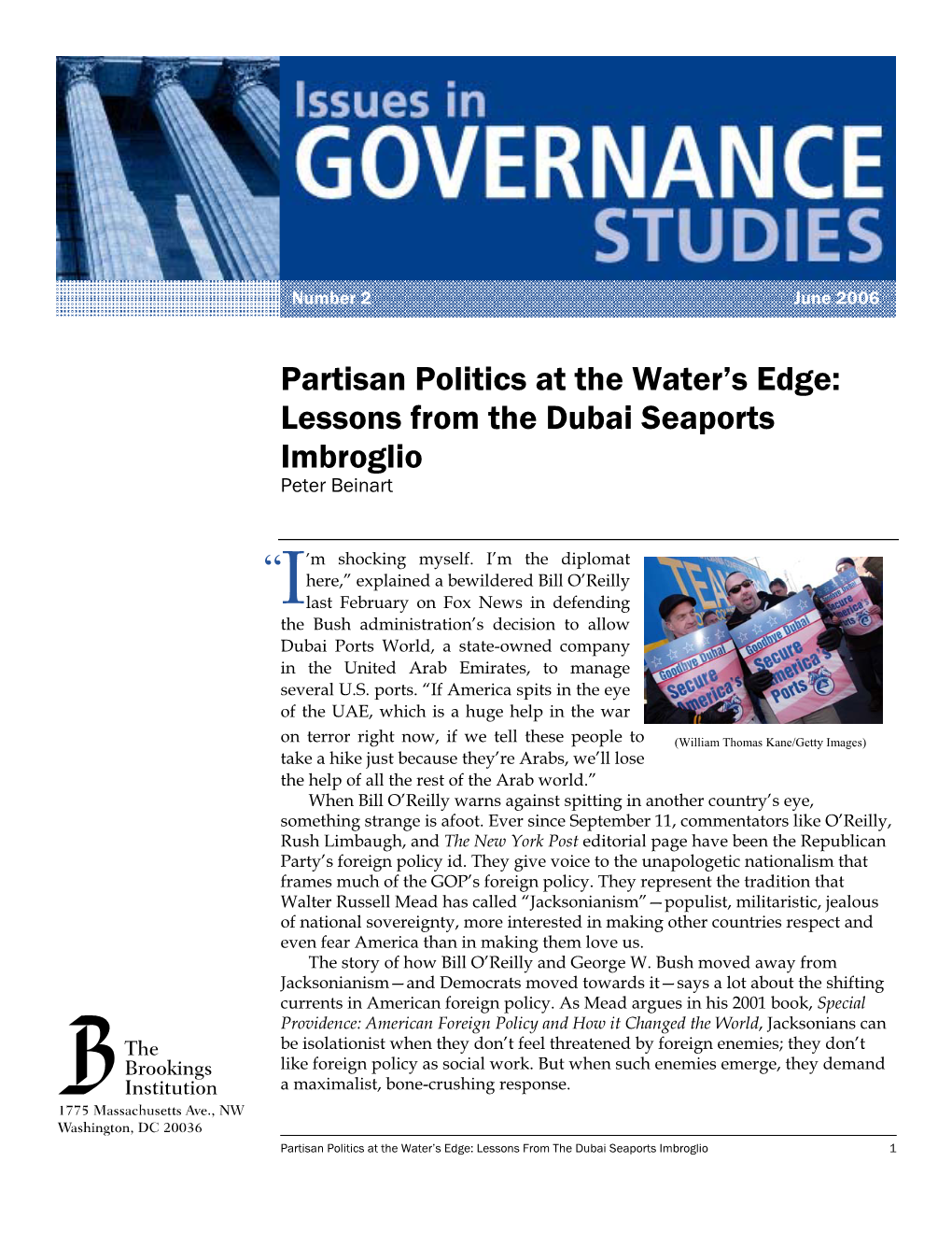Partisan Politics at the Water's Edge: Lessons from the Dubai Seaports