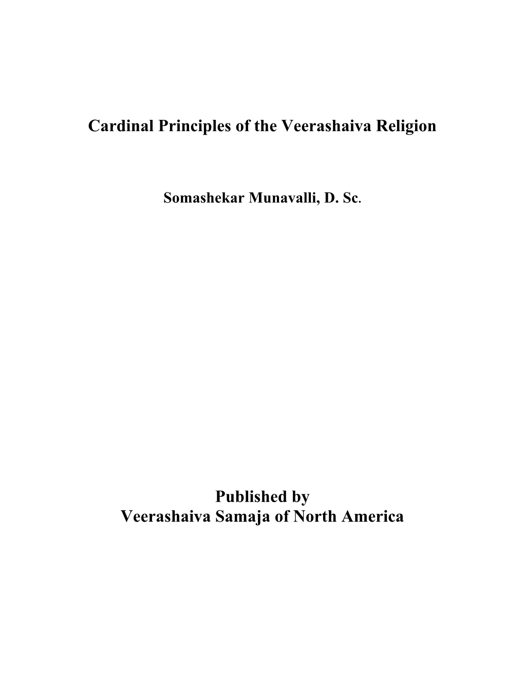 Cardinal Principles of the Veerashaiva Religion