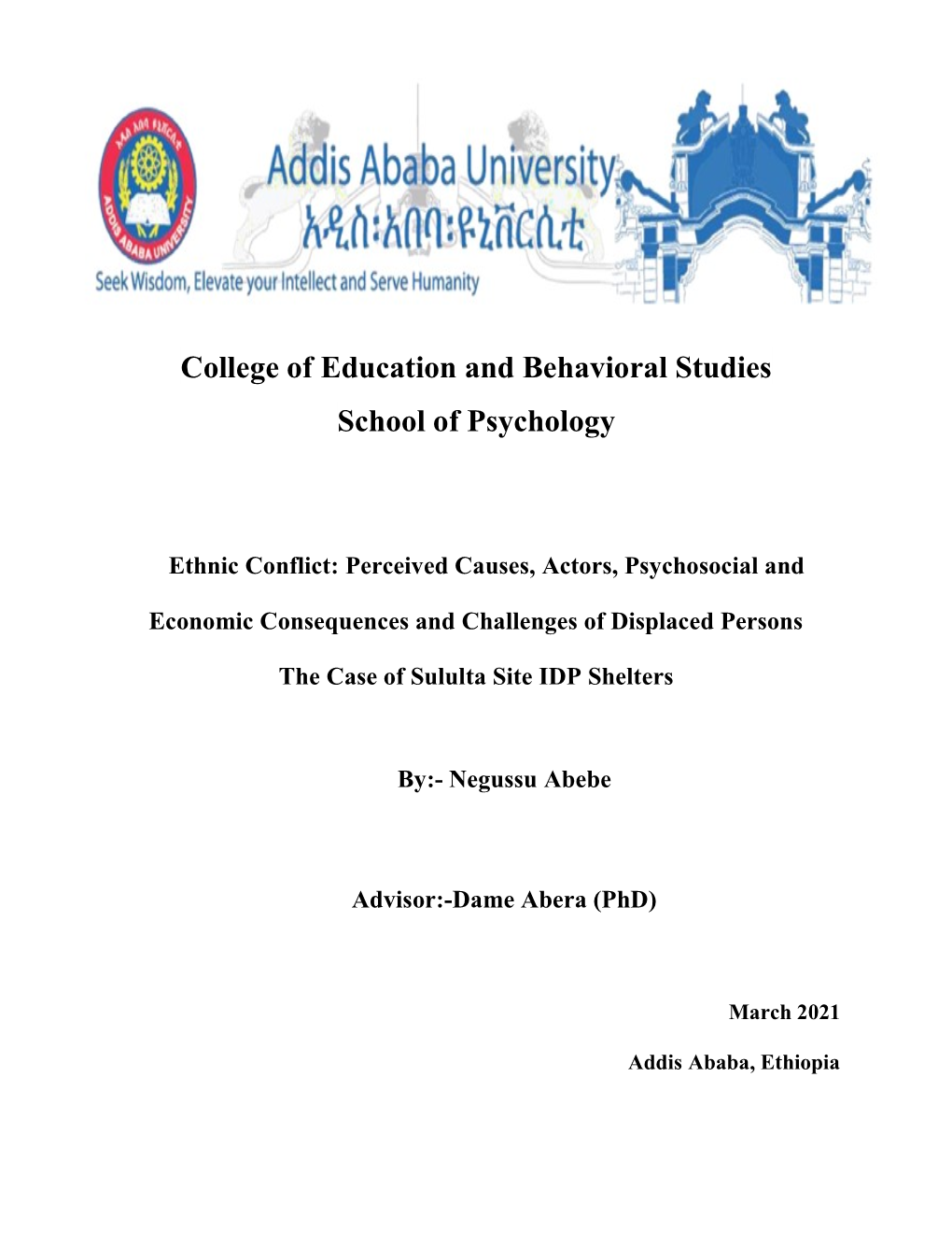 College of Education and Behavioral Studies School of Psychology