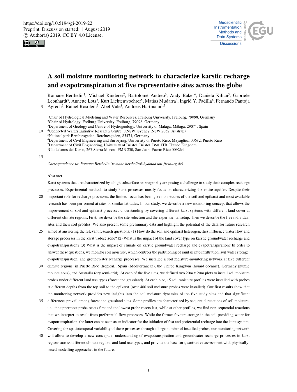 A Soil Moisture Monitoring Network to Characterize Karstic Recharge