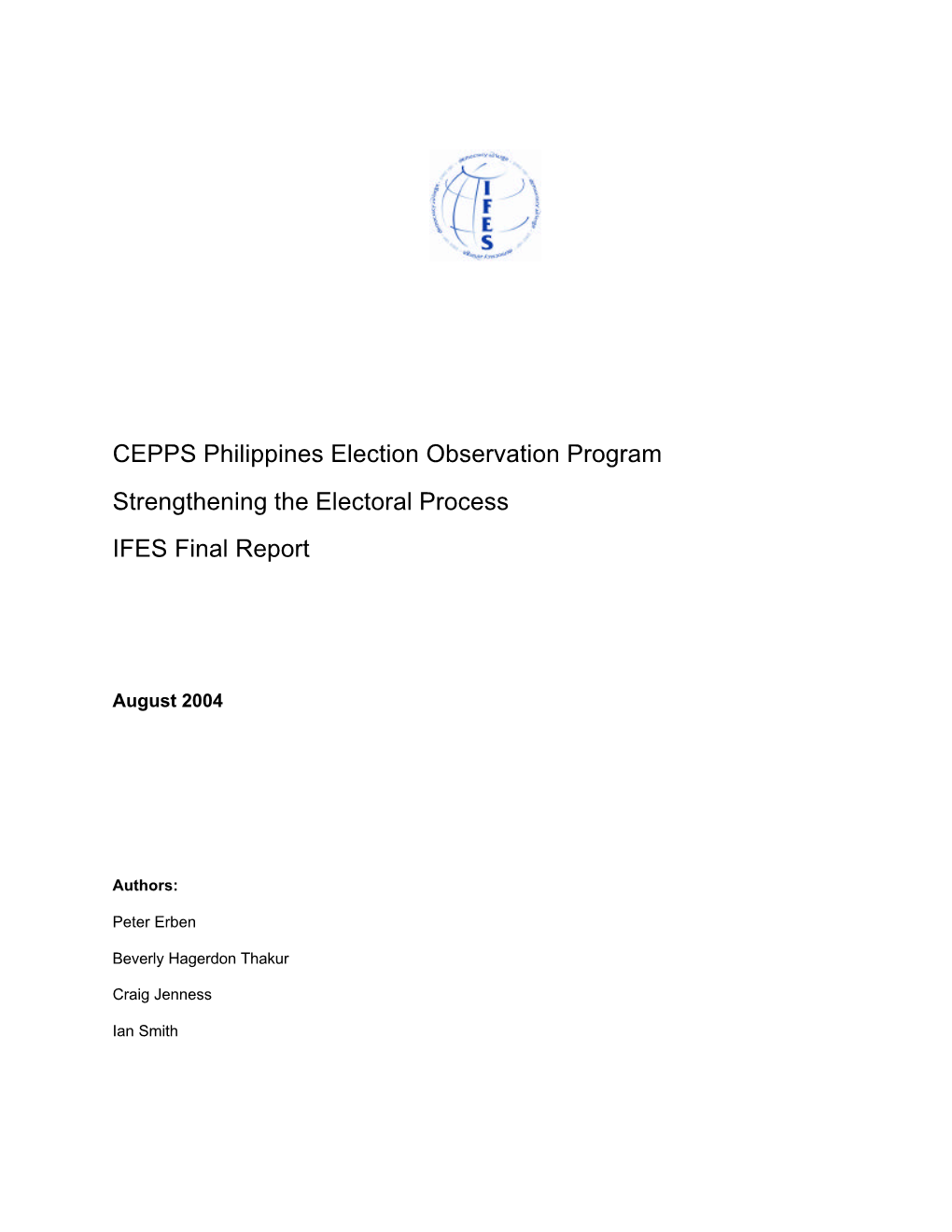 Philippines: Final Report, Election Observation Program, IFES (2004)