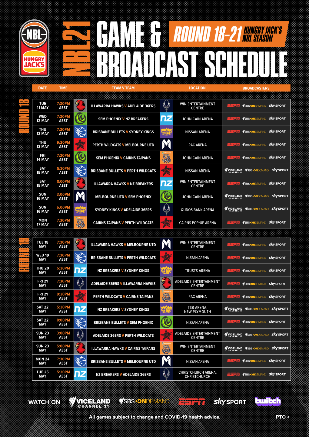 Game & Broadcast Schedule