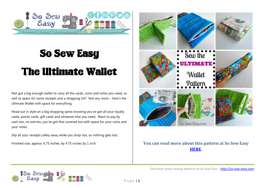 So Sew Easy the Ultimate Wallet