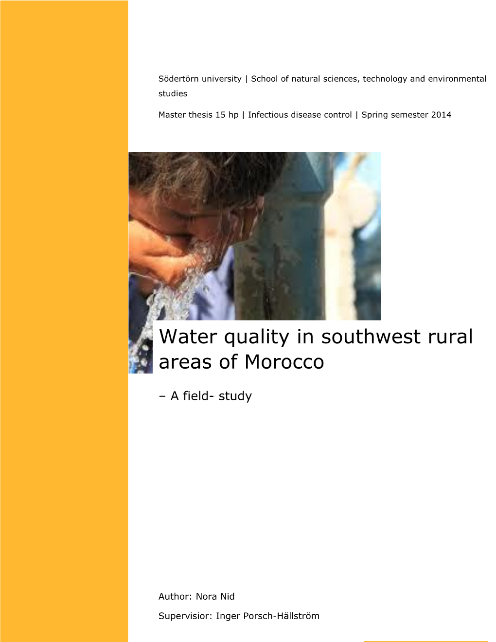 Water Quality in Southwest Rural Areas of Morocco