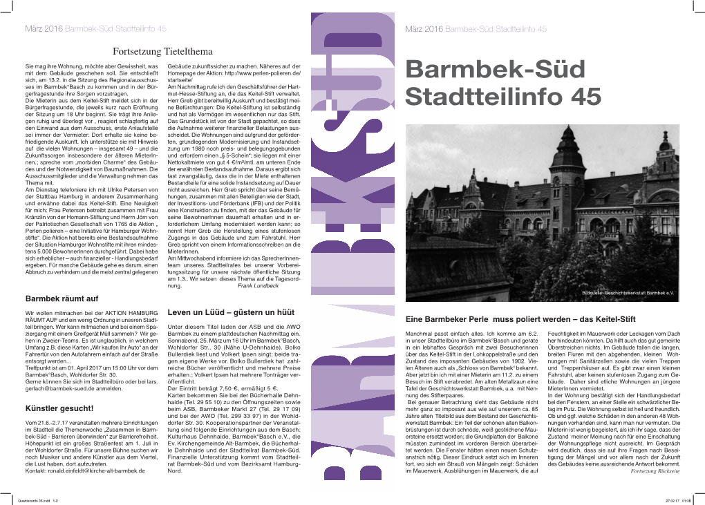 Barmbek-Süd Stadtteilinfo 45 März 2016 Barmbek-Süd Stadtteilinfo 45