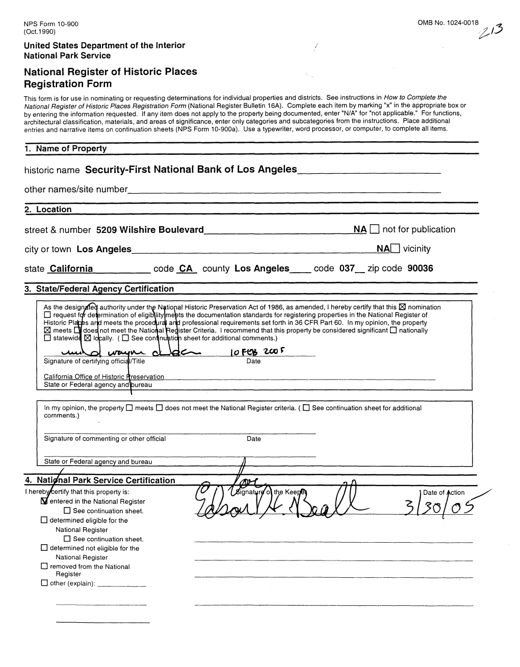 National Register of Historic Places Registration Form This Form Is for Use in Nominating Or Requesting Determinations for Individual Properties and Districts