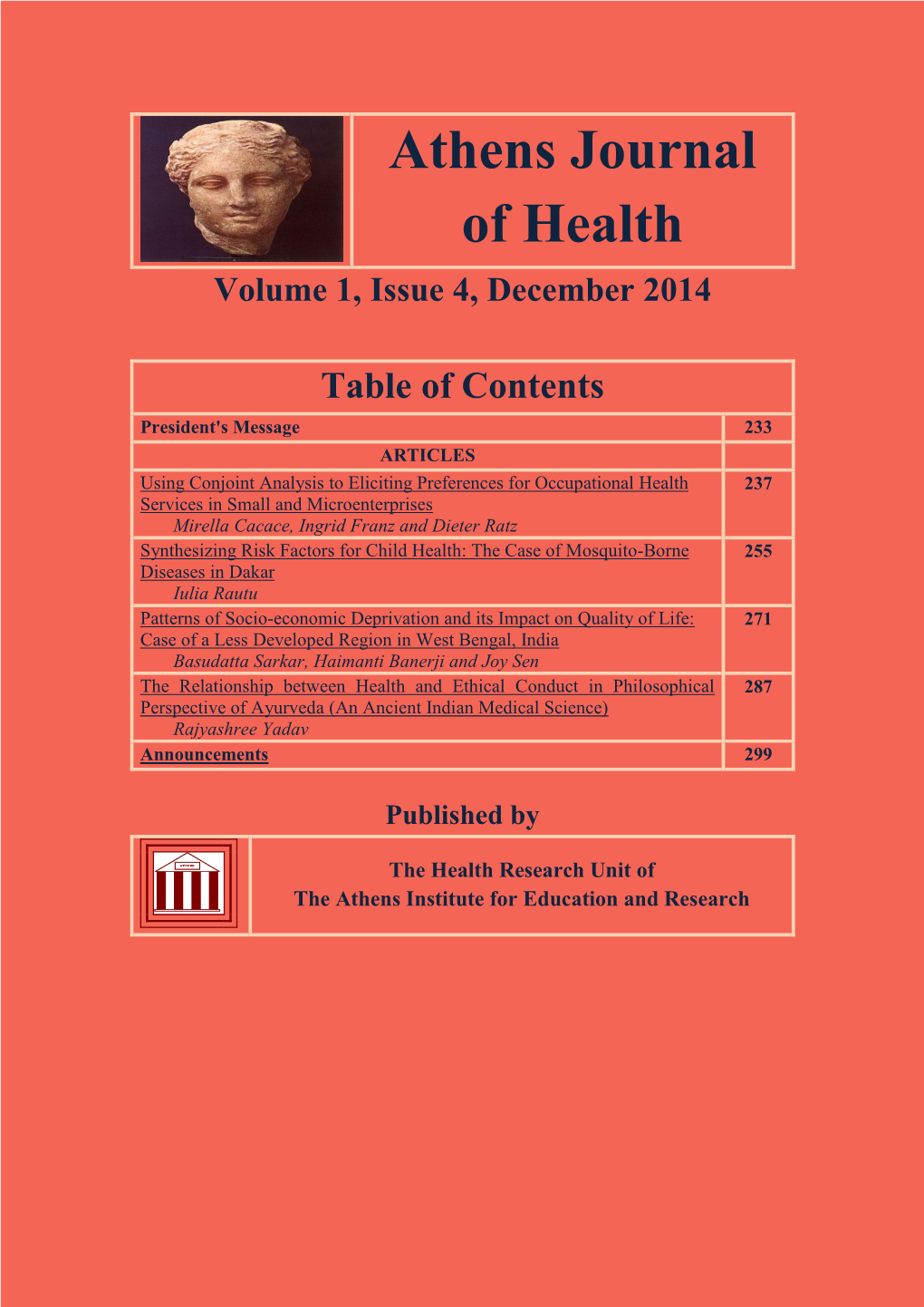 Athens Journal of Health