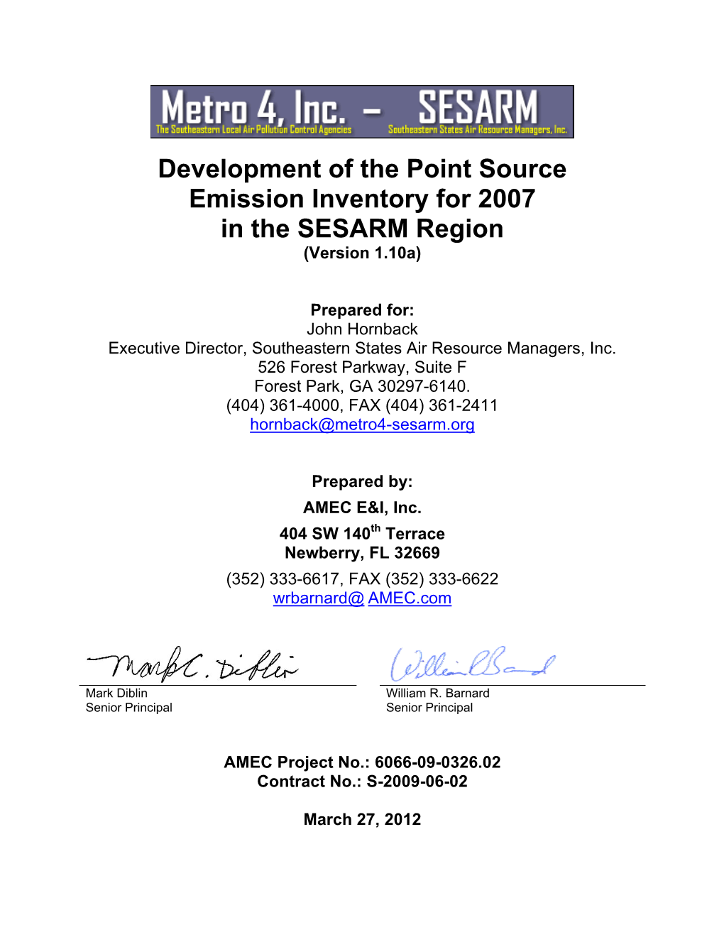 Point Source 2007 SEMAP Emissions Inventory