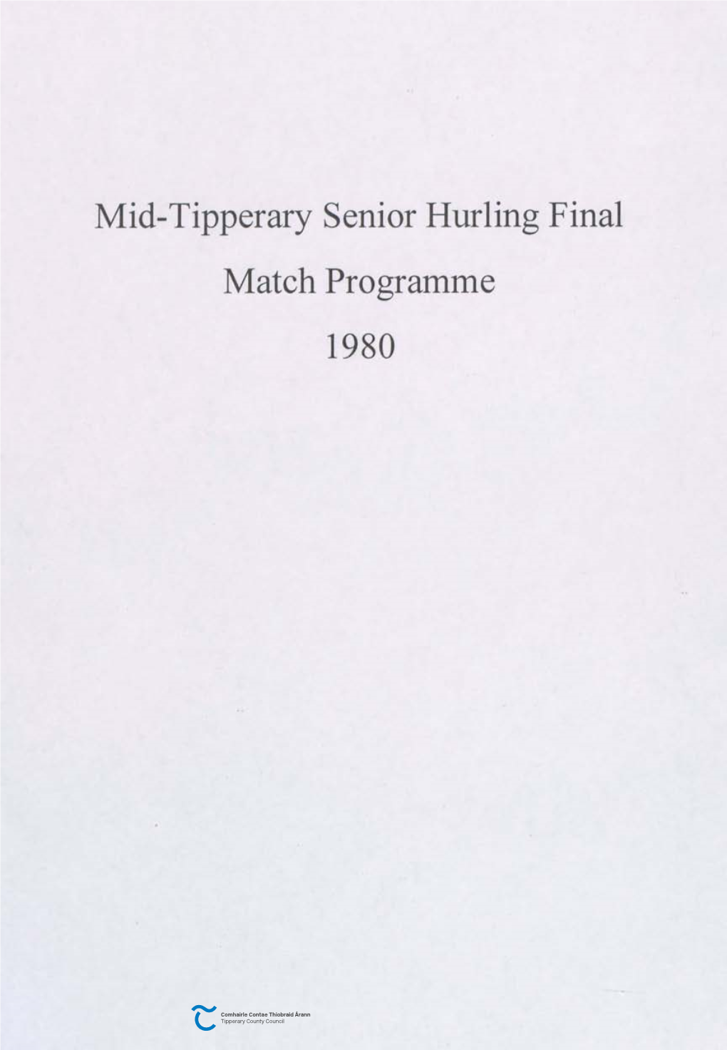 Mid-Tipperary Senior Hurling Final Match Programme 1980