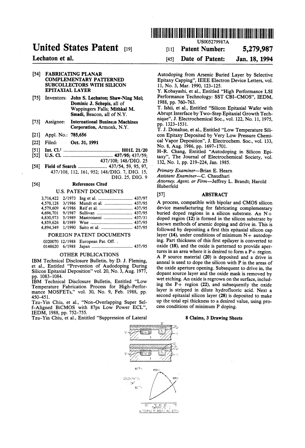 United States Patent [191 Patent Number: 5,279,987 Lechaton Et A1