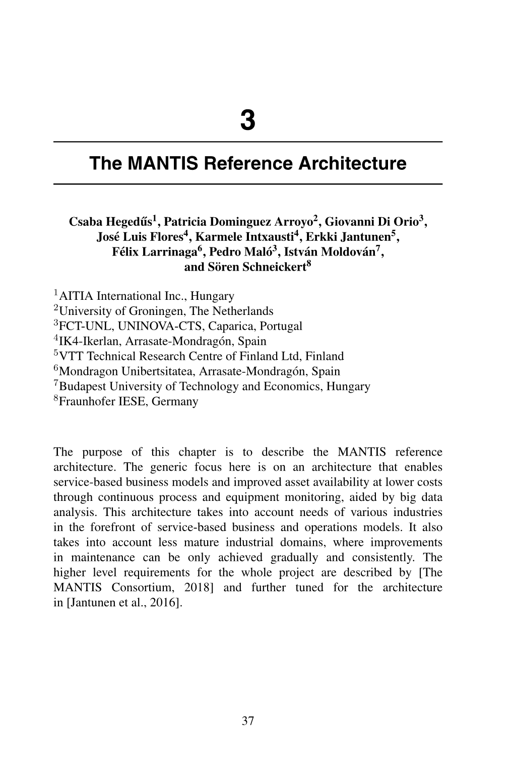 The MANTIS Reference Architecture