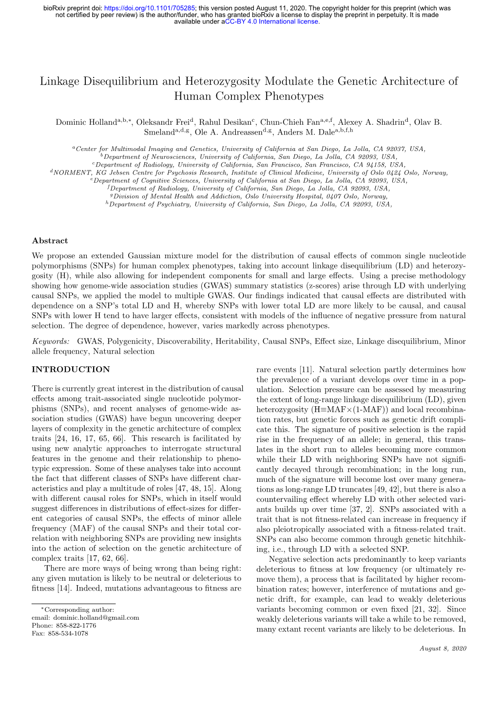 Linkage Disequilibrium and Heterozygosity Modulate the Genetic Architecture of Human Complex Phenotypes