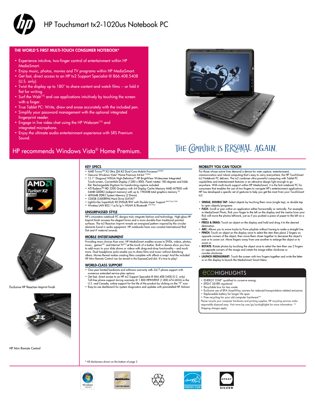 HP Pavilion Data Sheet