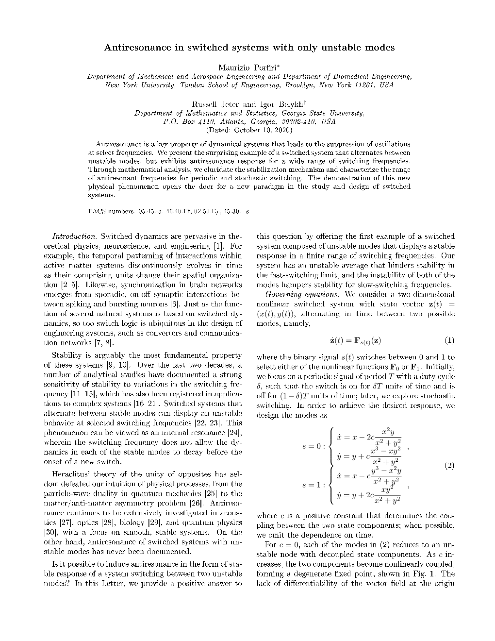 Antiresonance in Switched Systems with Only Unstable Modes