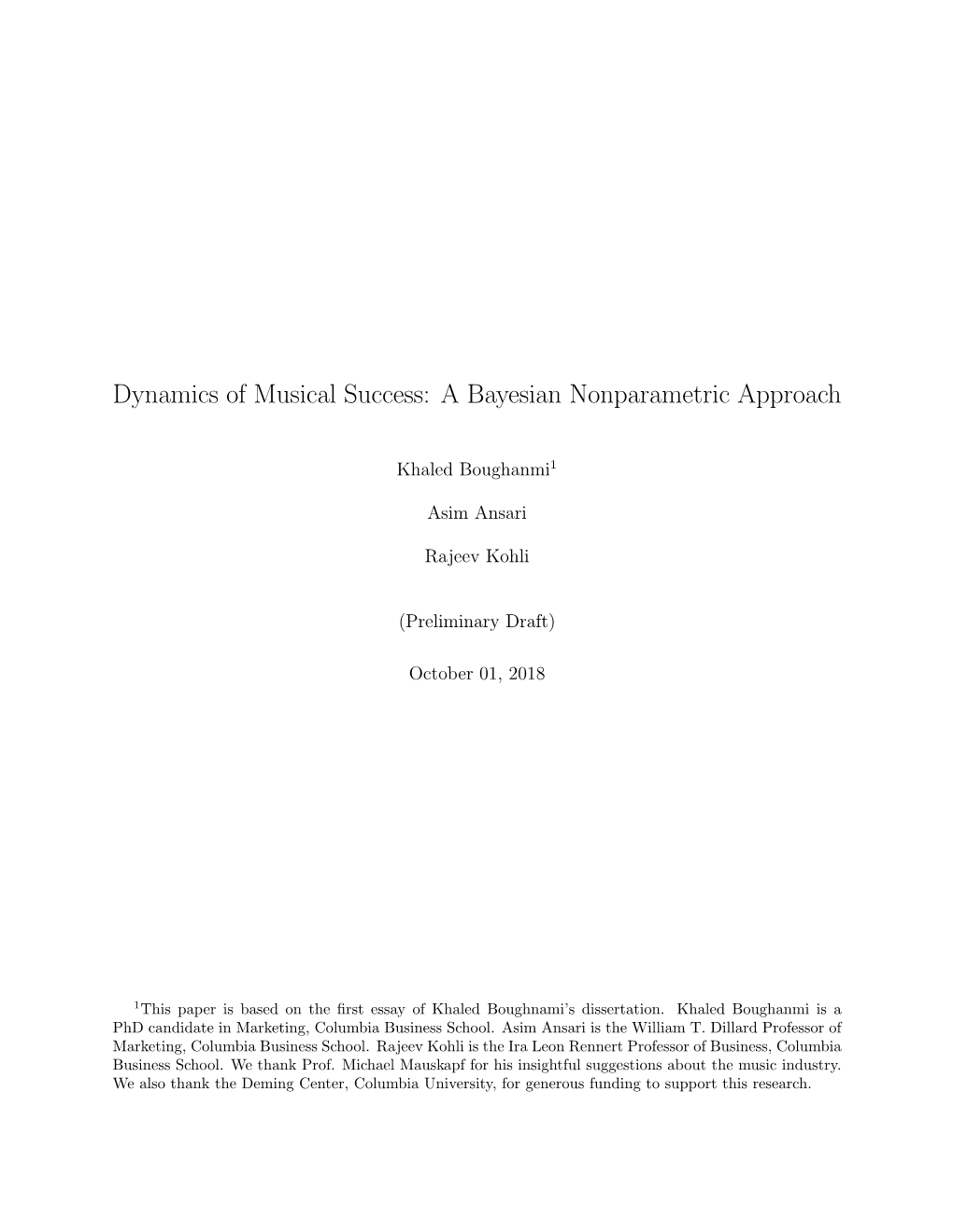 Dynamics of Musical Success: a Bayesian Nonparametric Approach