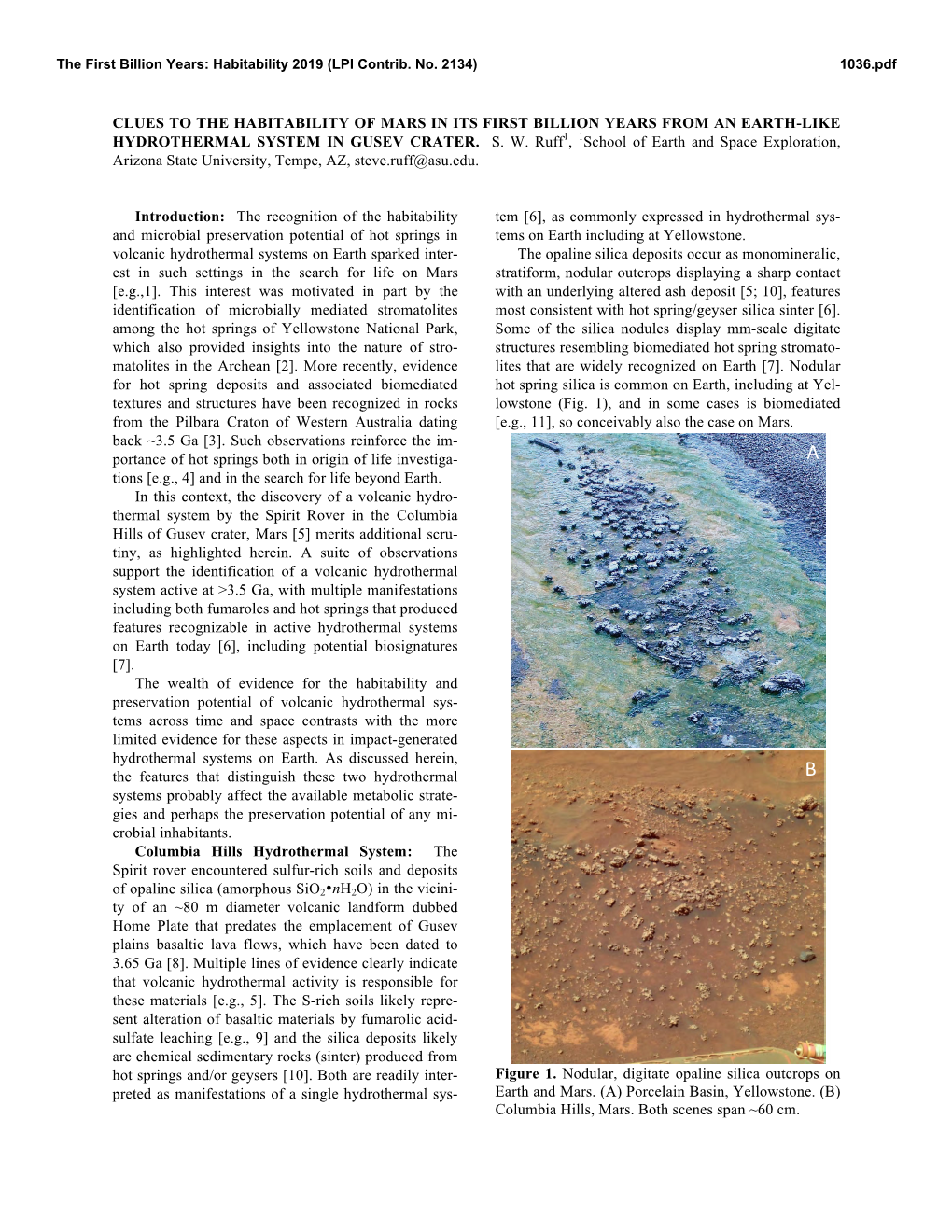 Clues to the Habitability of Mars in Its First Billion Years from an Earth-Like Hydrothermal System in Gusev Crater