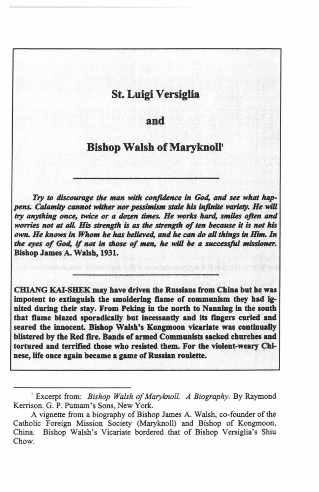St. Luigi Versiglia Bishop Walsh of Maryk.Nol11
