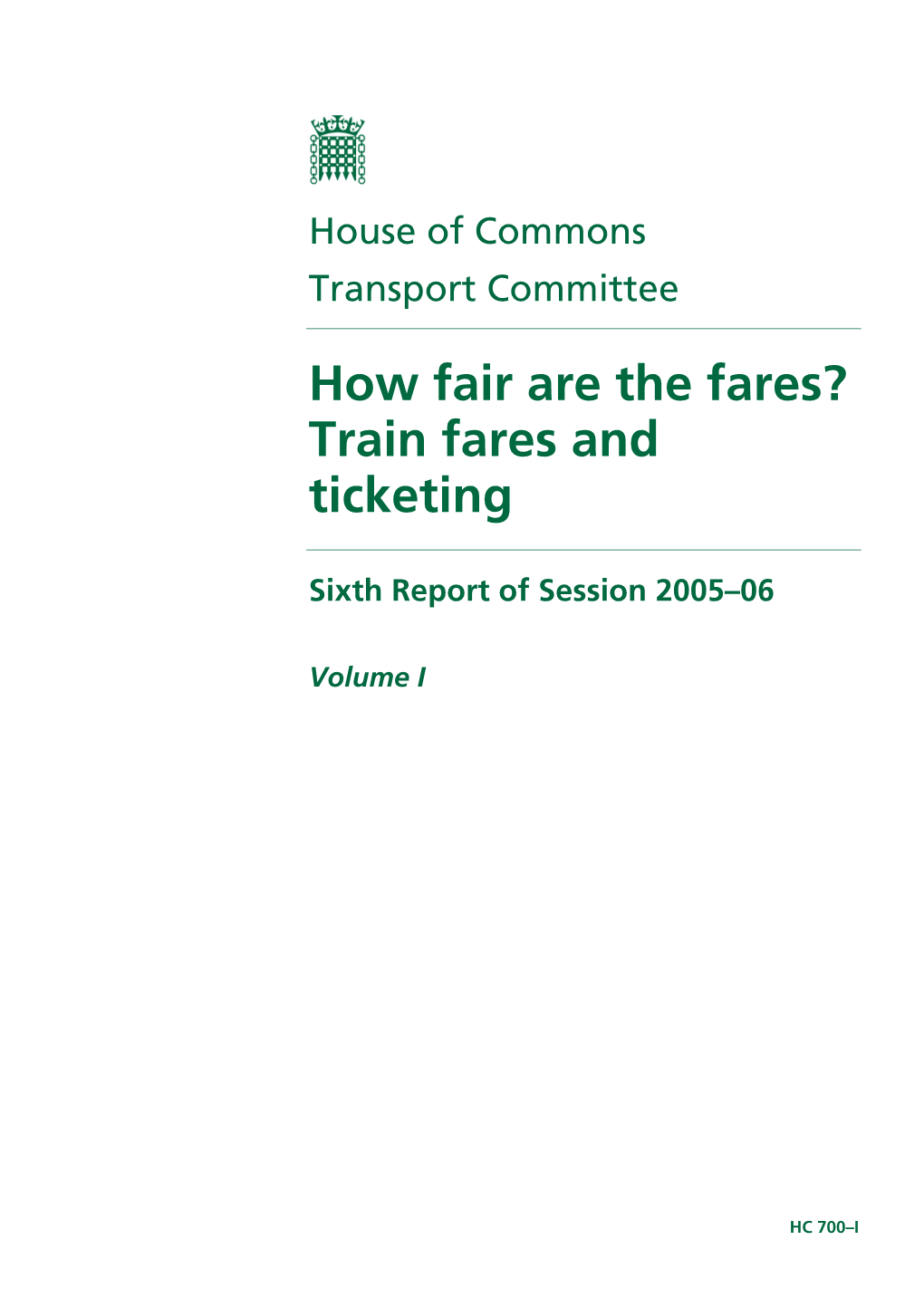 How Fair Are the Fares? Train Fares and Ticketing