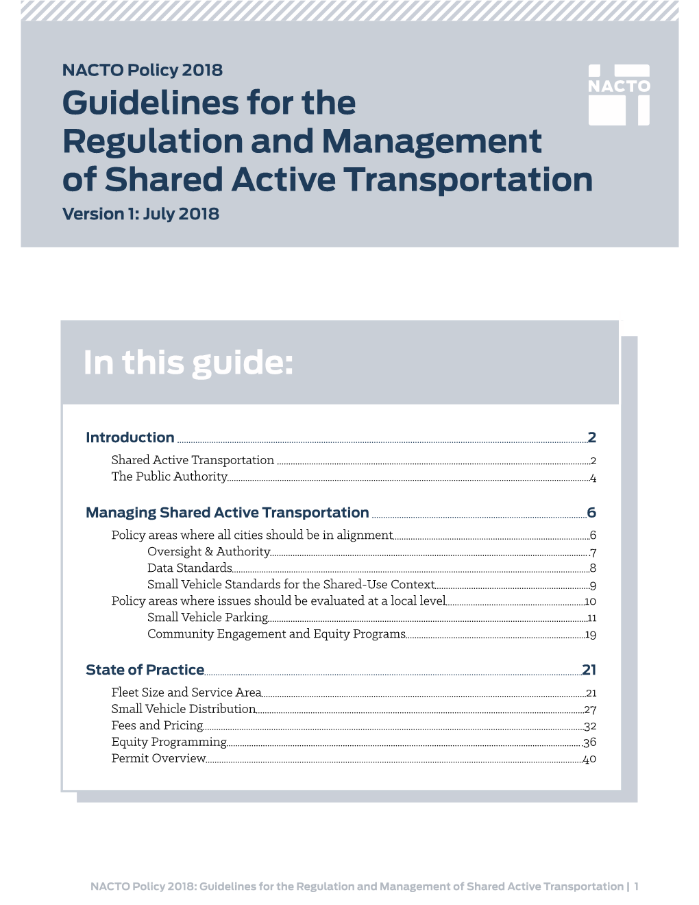 Guidelines for the Regulation and Management of Shared Active Transportation Version 1: July 2018