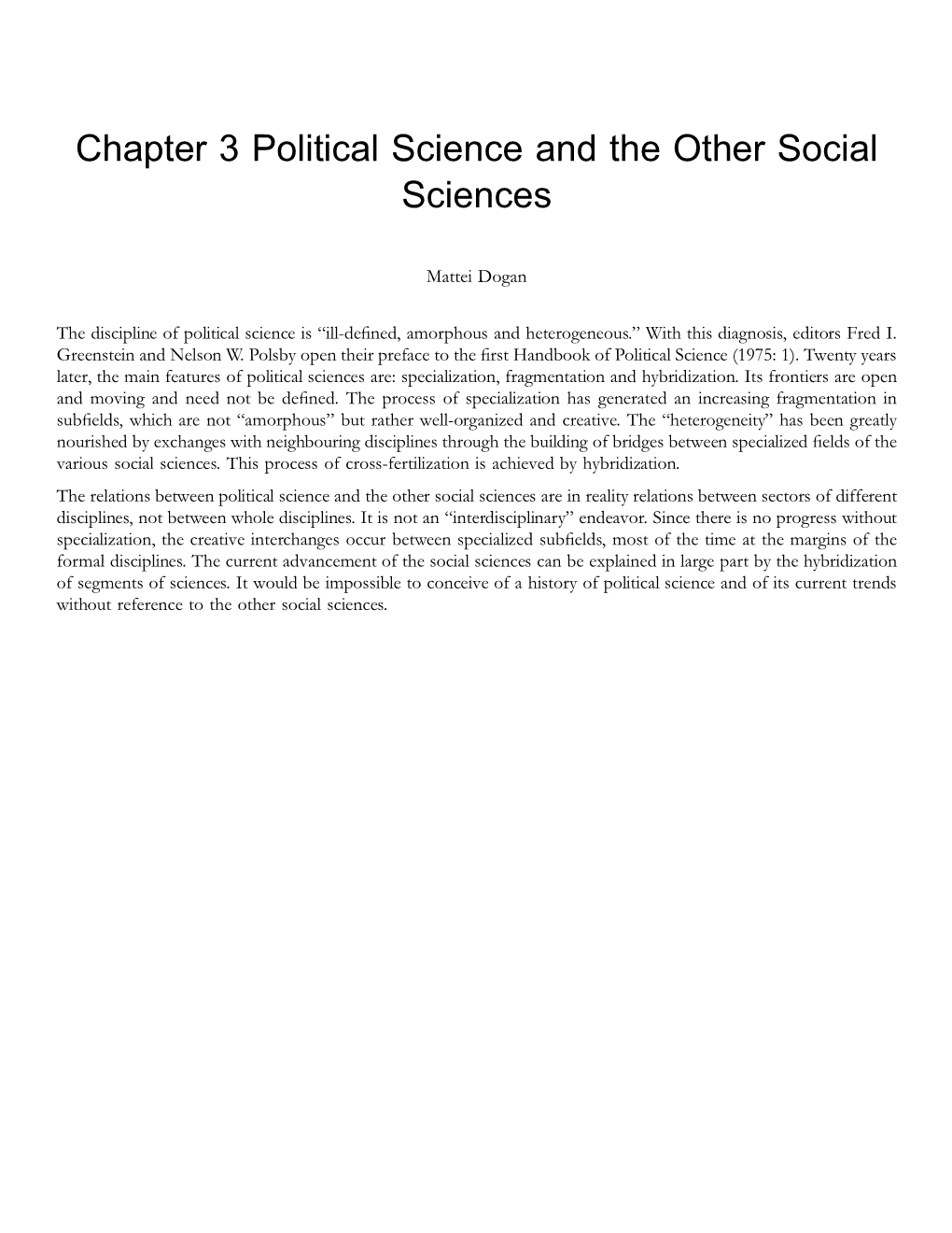 Chapter 3 Political Science and the Other Social Sciences