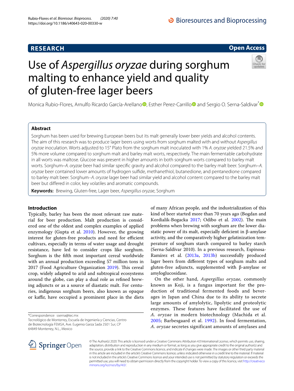 Use of Aspergillus Oryzae During Sorghum Malting to Enhance Yield