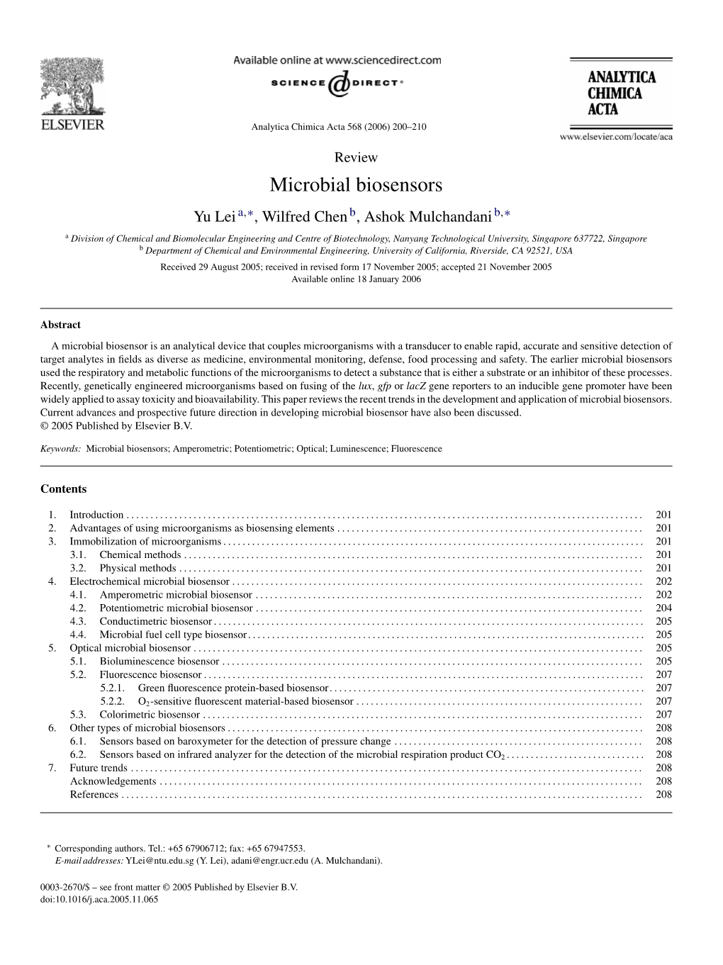 Microbial Biosensors