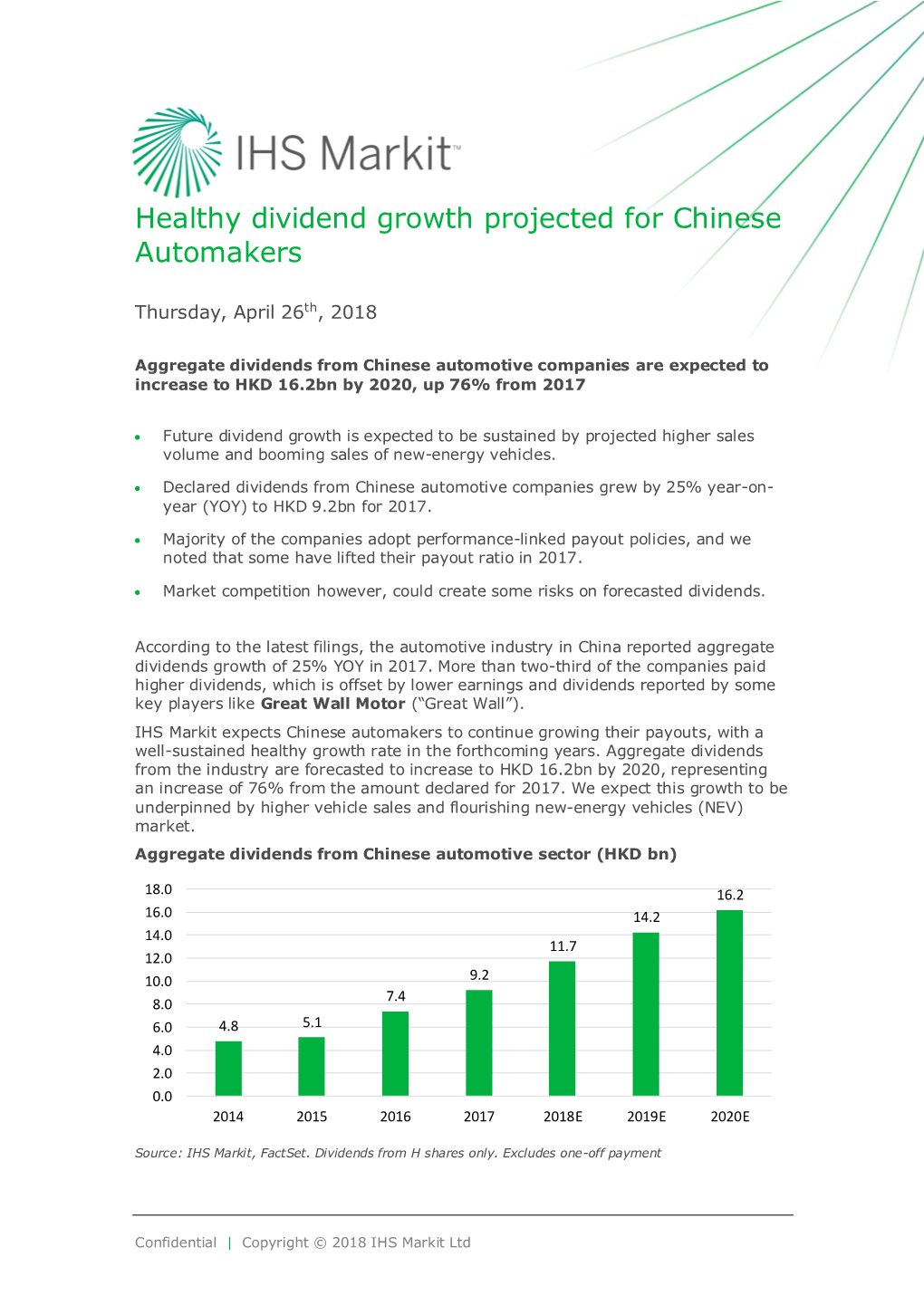 Healthy Dividend Growth Projected for Chinese Automakers