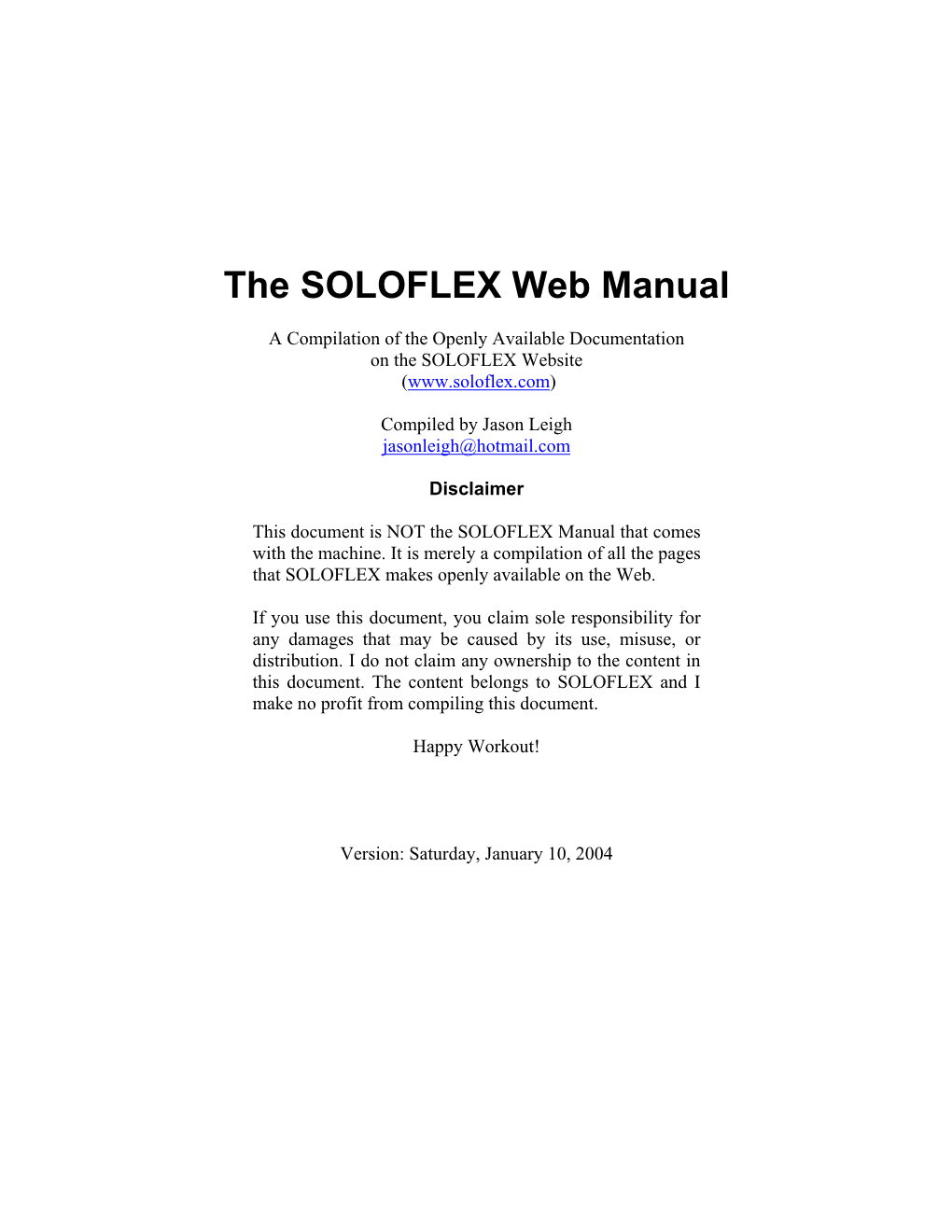 The SOLOFLEX Web Manual